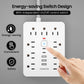 TRANSTON   power strip surge protector with 9 Ac Outlets,3 USB & 2 USB-C,5ft Cable,45° tilt plug,white