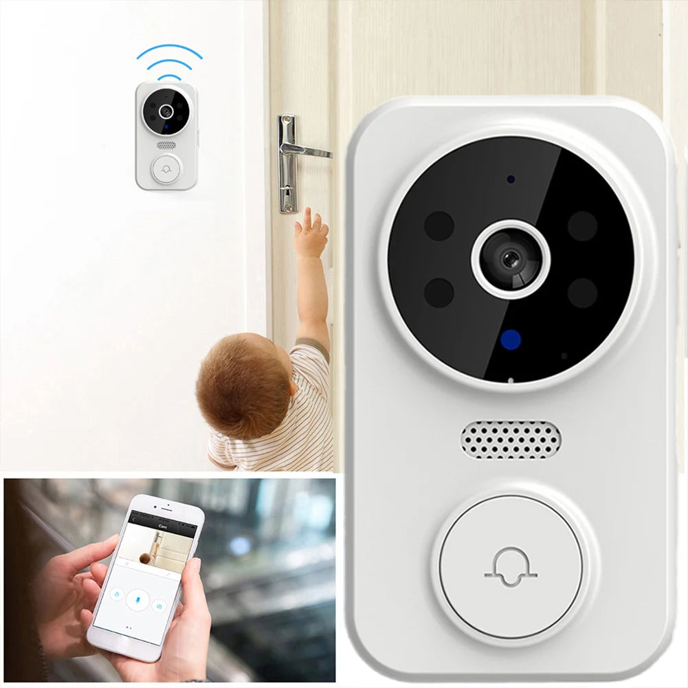 WiFi Wireless Video Doorbell with Chime APP Remote Monitoring Intelligent Doorbell Front Door Camera Indoor Outdoor Surveillance