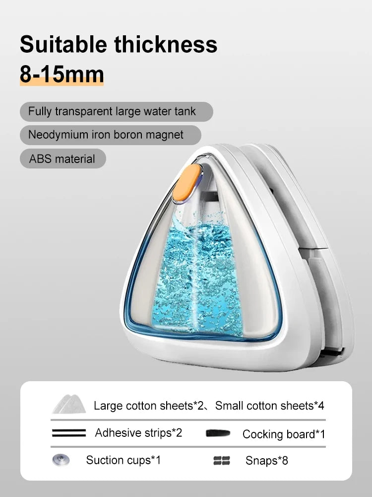 Magnetic Window Cleaner Water-Filled Window Cleaner Double Sides for 3-8 mm Windows, Professional, Contains Total 10 Sponges