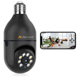 Jennov 3MP Light Bulb Security Camera 360°/2k HD Wireless Camera 2.4/5 Ghz Wi-Fi Light Socket Camera Video Home Security Monitor