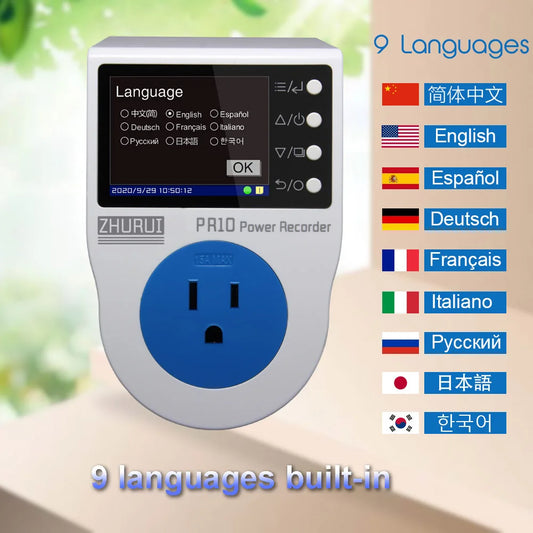 PR10-E US Plug 15A Power Watt Meter Socket Energy Kwh Electricity Meter for Monitoring Home Appliance Consumption