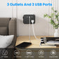 TRANSTON US,Switch with surge protector Mini Portable power strip  6-in-1 Multifunctional 3 power strip  2 USB ports 1 USB-C