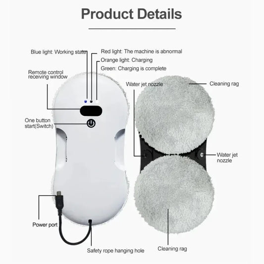 Window Cleaning Robot Dual Nozzle Automatic Glass Cleaning Ultra-thin Body Electric Remote Control Wireless  Window Cleaning