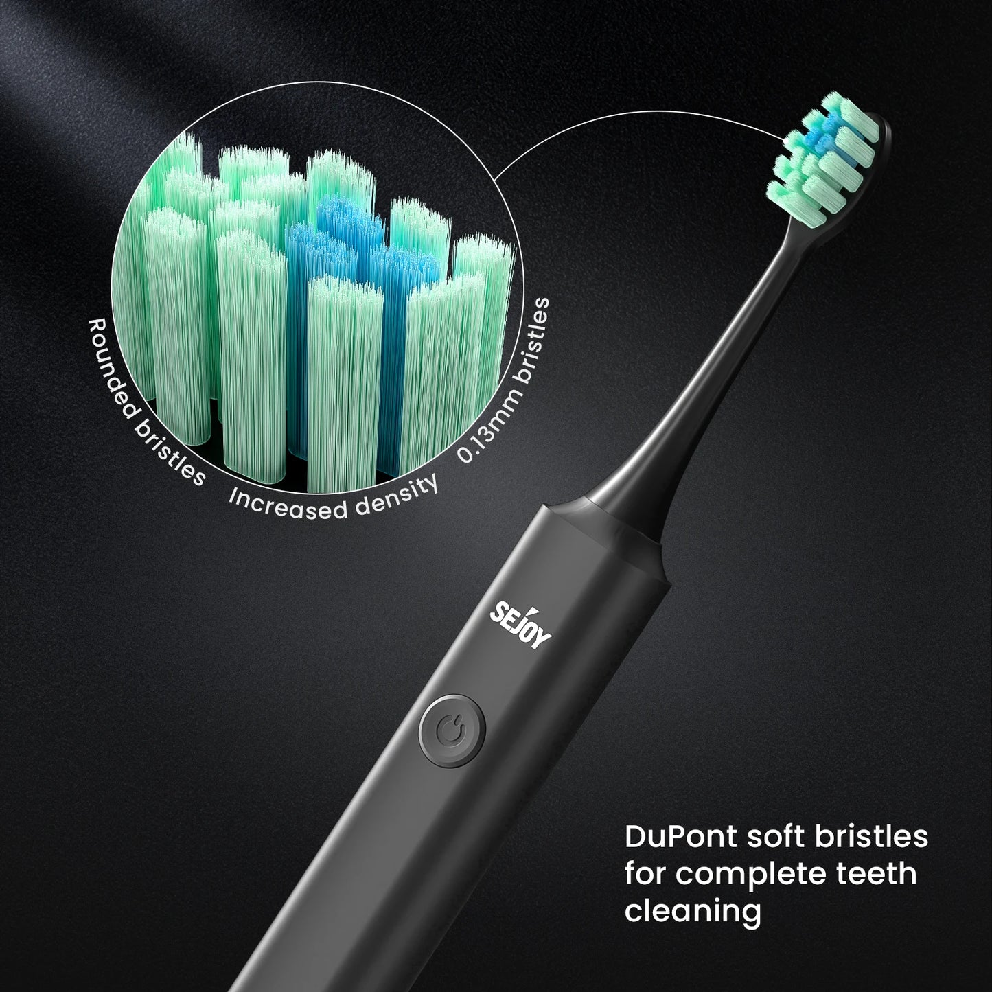 Sejoy Sonic Electric Toothbrush witht 10 pcs IPX7 600mAh Replacement Heads Rechargeable Electric Power Toothbrush