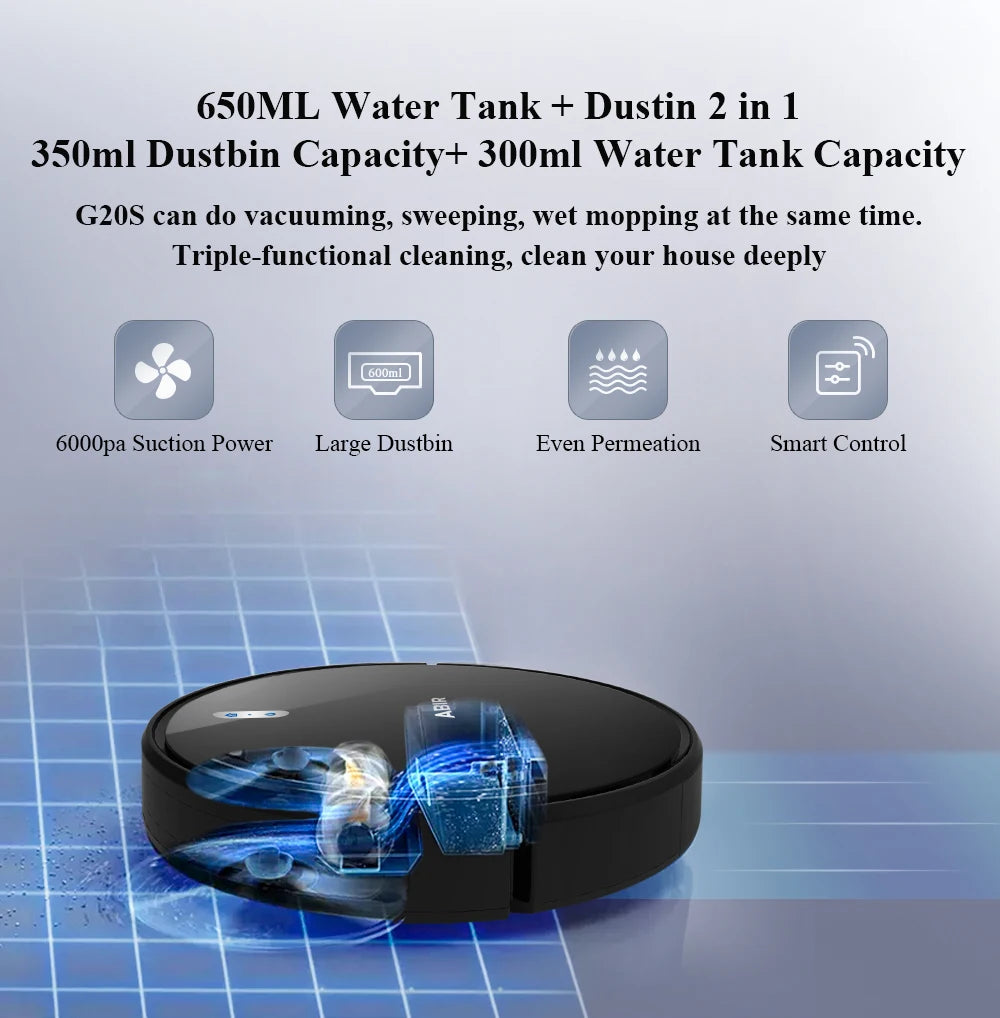 G20 Tuya Wifi App Control Smart Robot Vacuum Cleaner Mop