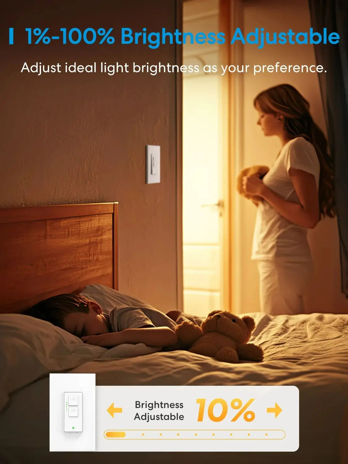 Meross Smart Dimmer Switch WiFi Single Pole Light Switches for Dimmable Bulb Work HomeKit Alexa Google SmartThings