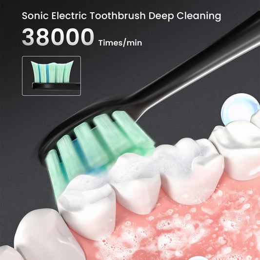 Sejoy Sonic Electric Toothbrush witht 10 pcs IPX7 600mAh Replacement Heads Rechargeable Electric Power Toothbrush
