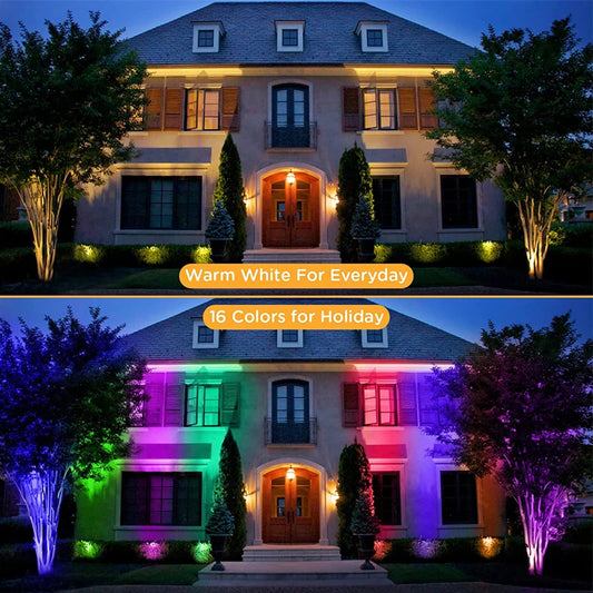 Landscape Light Color Change Spotlight Outdoor LED Garden Lawn Lamp 12W Waterproof Remote RGBW Landscape Lighting for Path Yard