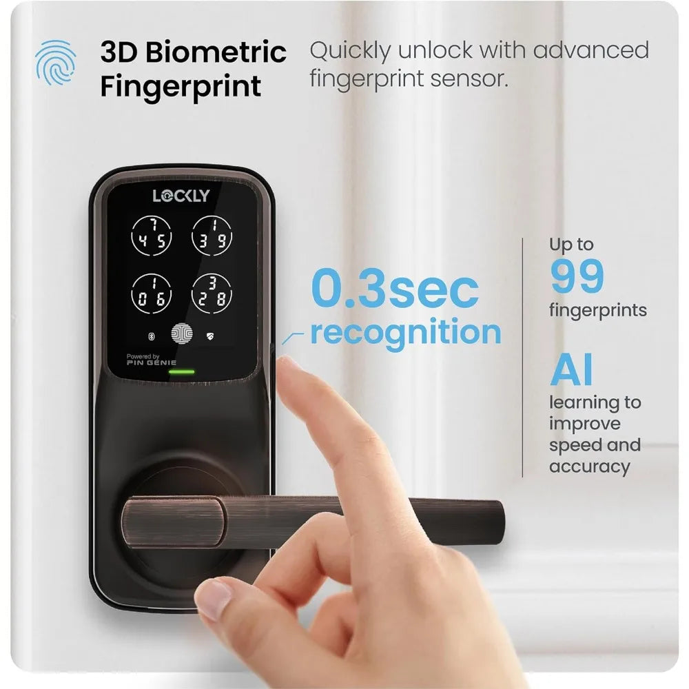 Secure Pro Smart Lock Wi-Fi, Keyless Entry Digital Keypad Door Lock, 3D Biometric Fingerprint Sensor Front Door with Handle, Vo