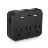 TRANSTON US,Switch with surge protector Mini Portable power strip  6-in-1 Multifunctional 3 power strip  2 USB ports 1 USB-C