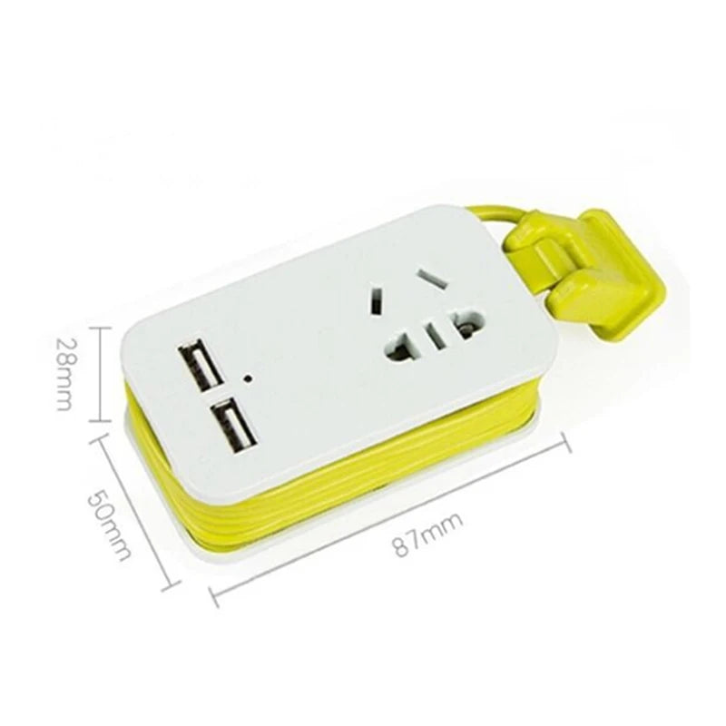 US Plug Power Strip With 2 USB Portable Extension Socket Plug 1.5m Cable AC Power Travel Adapter USB Smart Phone Charger