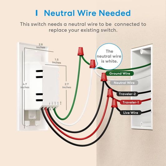 Meross Smart Dimmer Switch WiFi Single Pole Light Switches for Dimmable Bulb Work HomeKit Alexa Google SmartThings