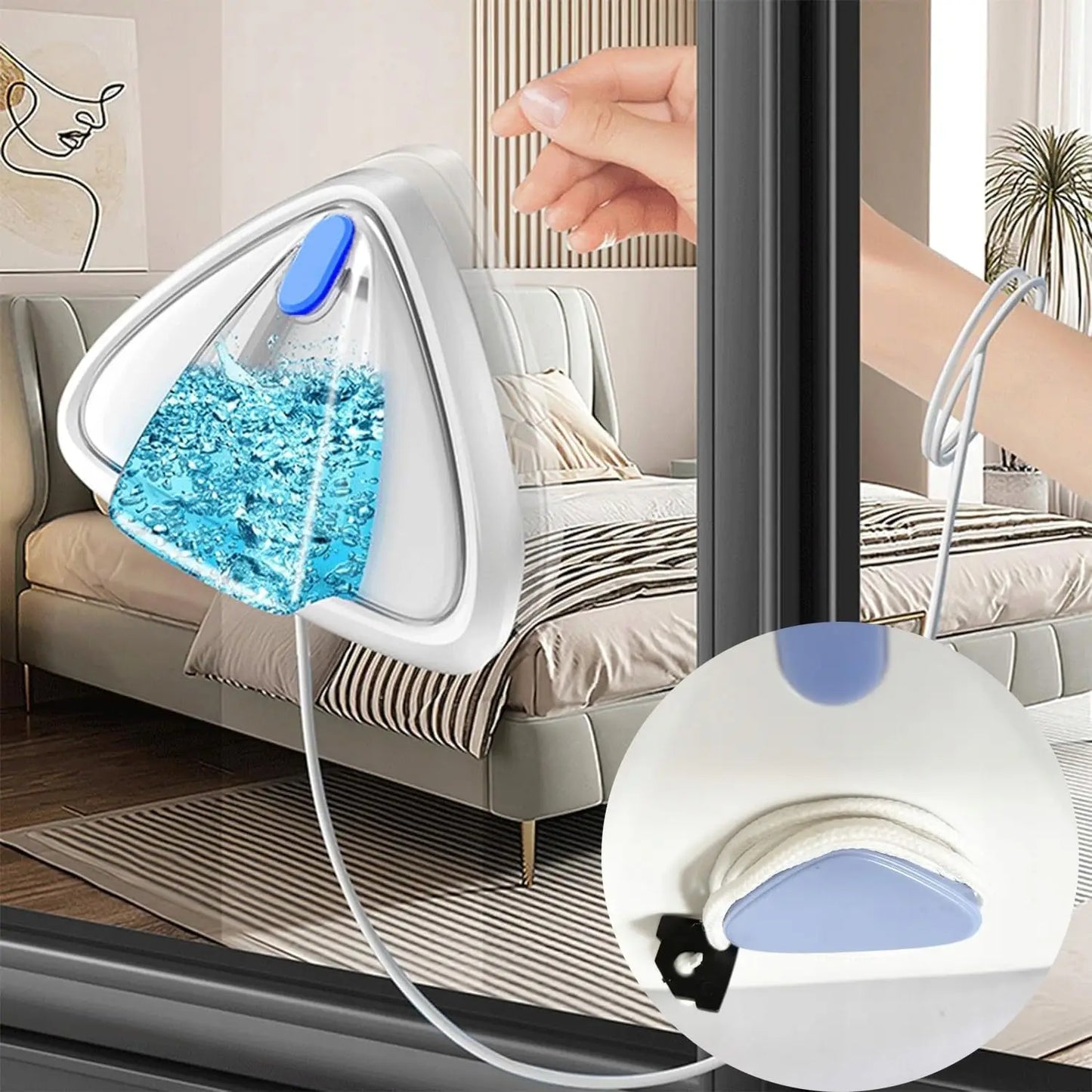 Magnetic Window Cleaner Water-Filled Window Cleaner Double Sides for 3-8 mm Windows, Professional, Contains Total 10 Sponges