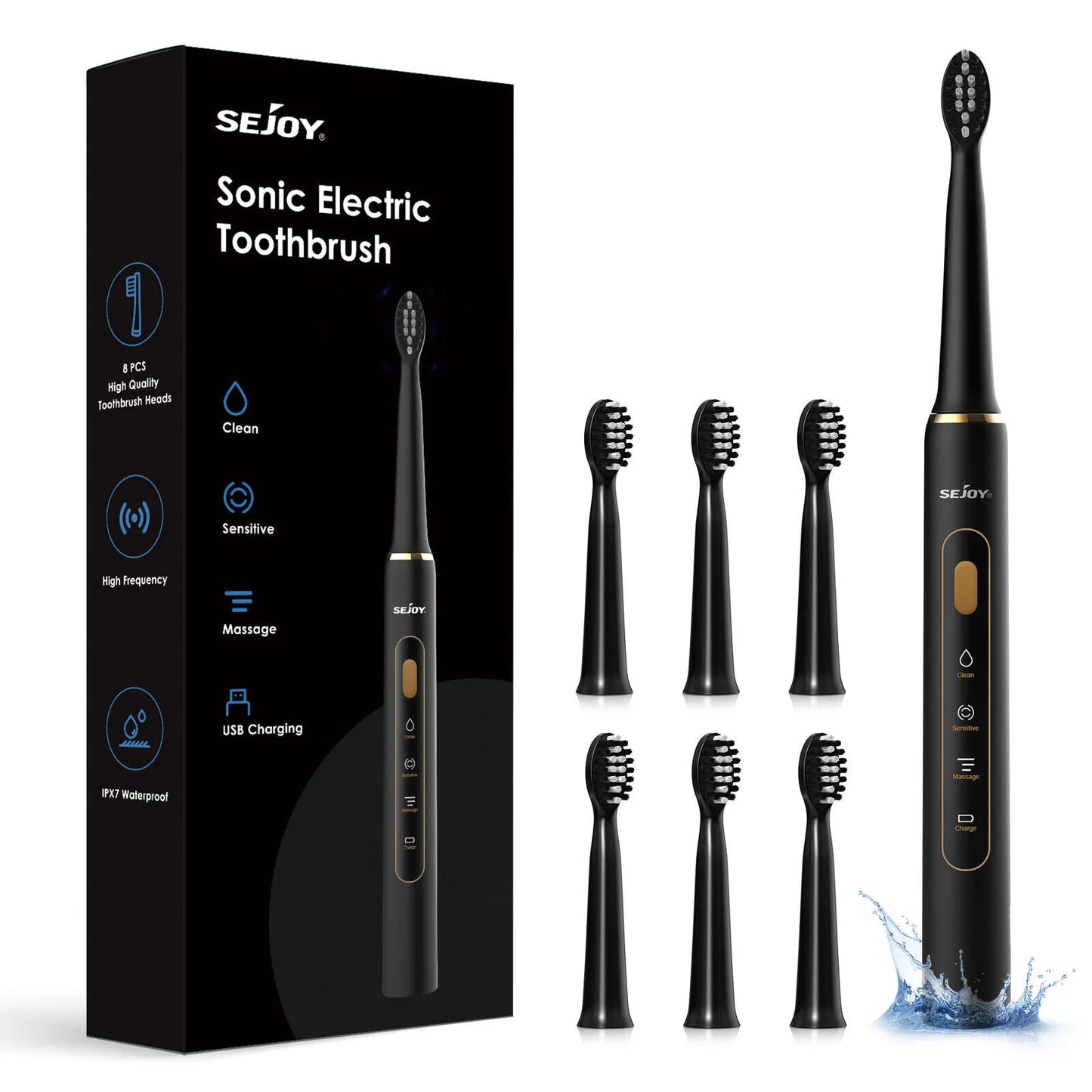 SEJOY Oral Cleaning Sonic Electric Toothbrush Personal Care Appliances IPX7 3 Modes Smart Rechargeable Automatic Toothbrush