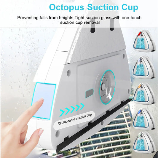 Magnetic Window Cleaner Water-Filled Window Cleaner Double Sides for 3-8 mm Windows, Professional, Contains Total 10 Sponges