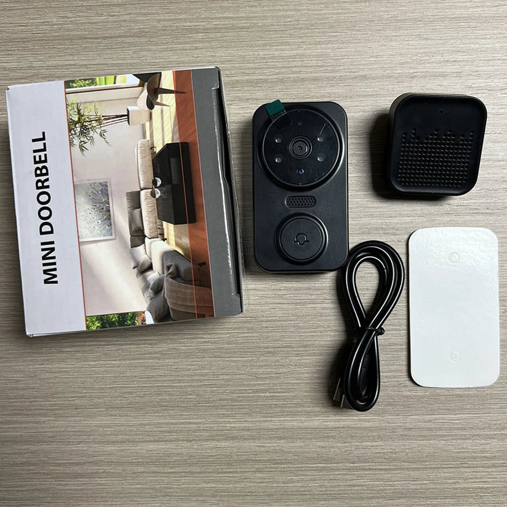 WiFi Wireless Video Doorbell with Chime APP Remote Monitoring Intelligent Doorbell Front Door Camera Indoor Outdoor Surveillance