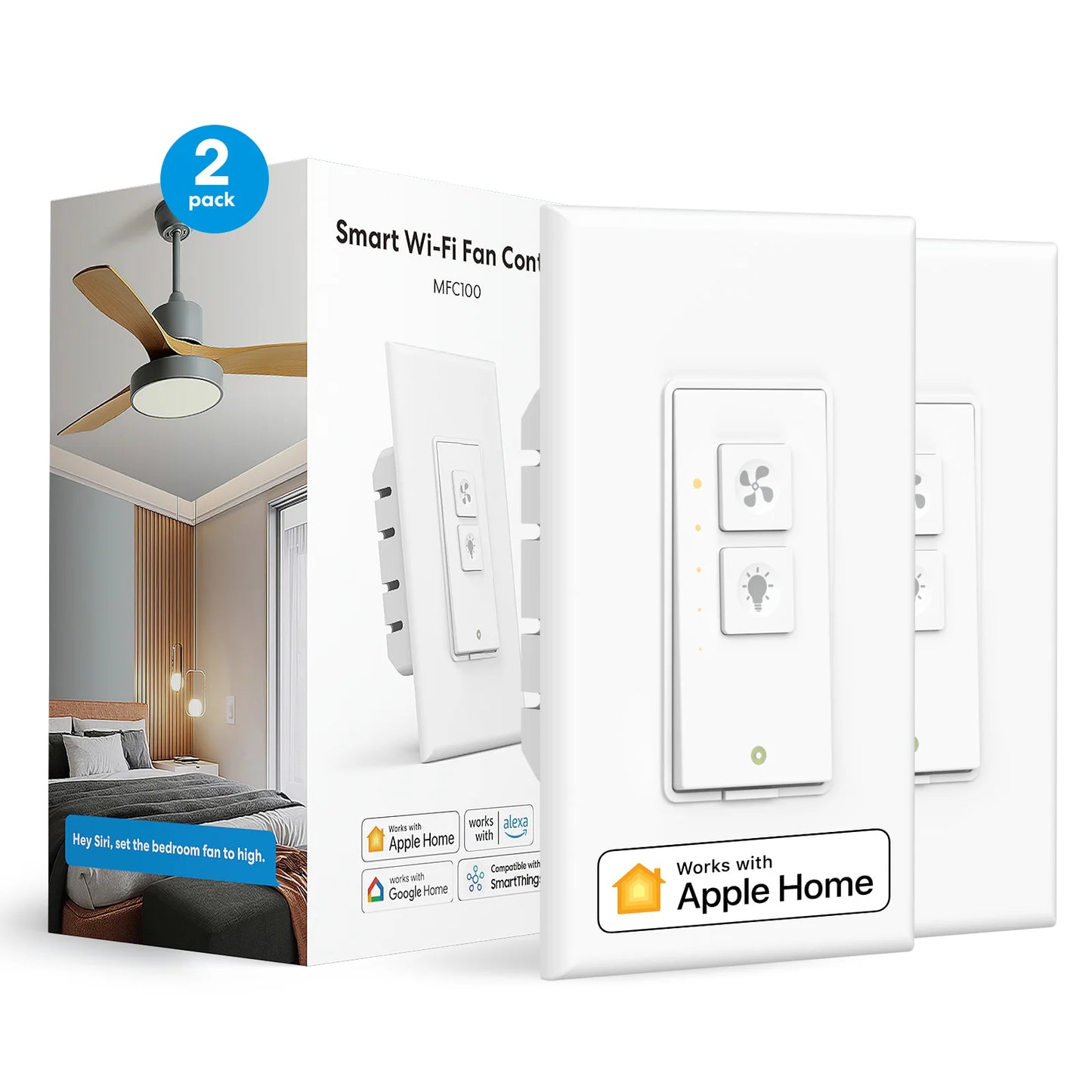 Meross HomeKit WiFi Smart Ceiling Fan Switch Light Switch Dimmer Light Switch Voice Control Need Neutral Wire Support  Alexa