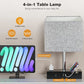 Bedside Table Lamp for Bedroom Office Nightstand Lamp with AC Outlet Port 2 USB Charging Ports & 3 Way Dimmable Touch Lamp